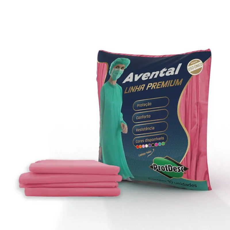 [133] AVENTAL MANGA LONGA 20G ROSA PROTDESC 10 UN