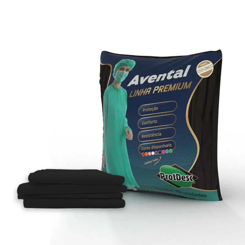 AVENTAL MANGA LONGA 30G BLACK PROTDESC 10 UN