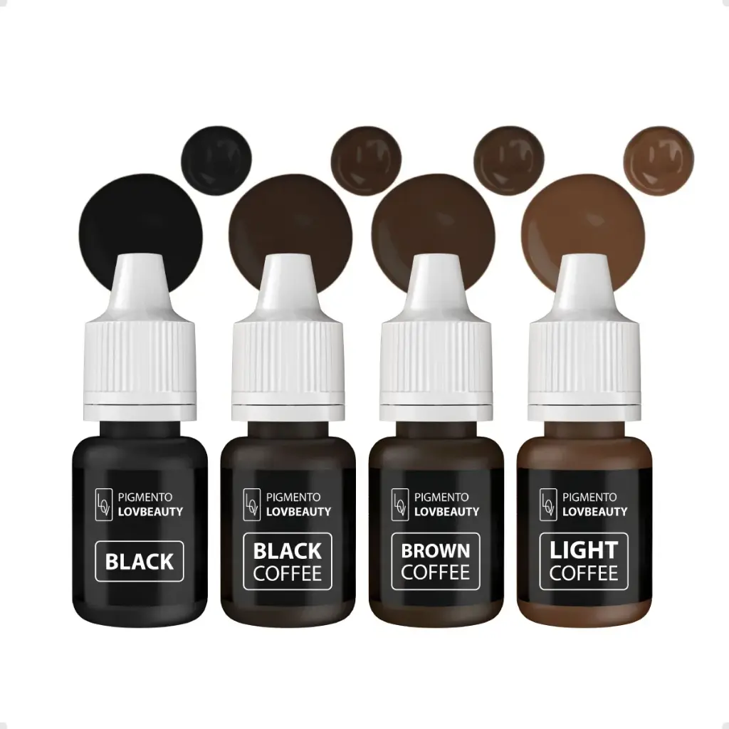 [137] Kit Start Pigmentos Micropigmentação Microblading Lovbeauty 4 Cores 5ml