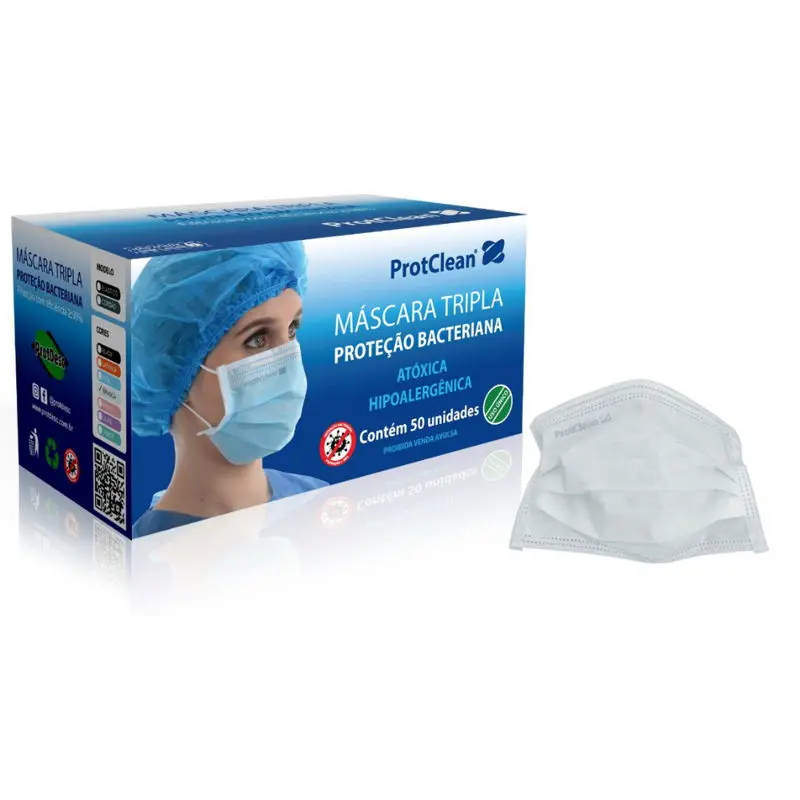 [175] MASCARA TRIPLA ELASTICO BRANCA PROTCLEAN CX 50 UN