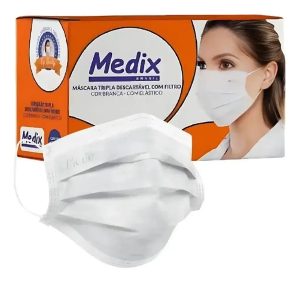 MASCARA TRIPLA MEDIX C/ELAST BRANCA 50UN CAIXA