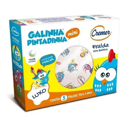 Fralda Luxo Estampadas com Bainha Galinha Pintadinha