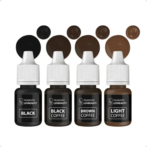 [137] Kit Start Pigmentos Micropigmentação Microblading Lovbeauty 4 Cores 5ml