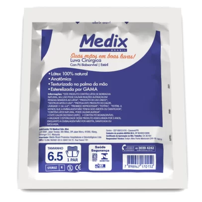 Luva Cir Látex c/po Medix 6.5 - 100 un