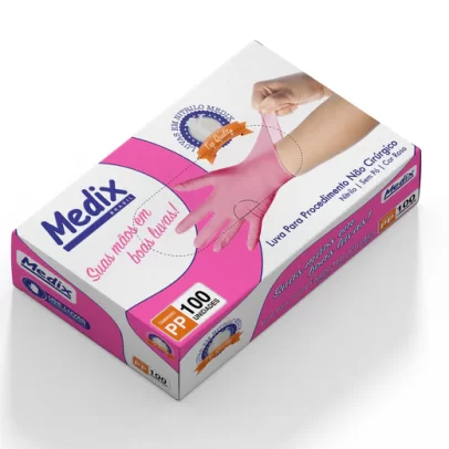 LUVA NITRILICA MEDIX ROSA P