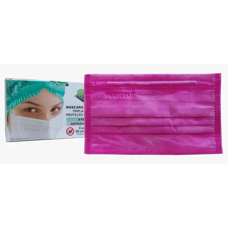 [176] MASCARA TRIPLA ELASTICO ROSA PINK PROTDESC CX 50 UN